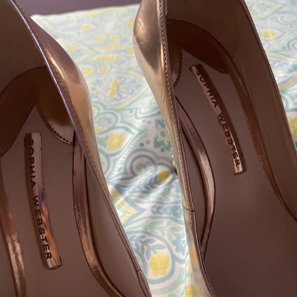 Sophia Webster Coco Gold Leather Crystal Heel 38 - Picture 6 of 8